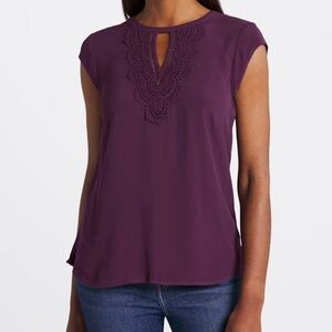 DANIEL RAINN Quin Cap Sleeve Mixed Material Top | Size XL | Stitch Fix